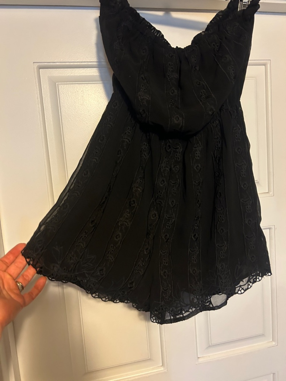 Astr Black Lace-Trim Romper